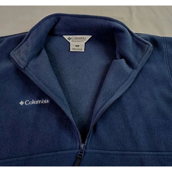 Columbia Fleece Sweater Unisex Medium Navy 1/2 Zip Mock Neck Pullover Outdoor - Picture 3 of 13